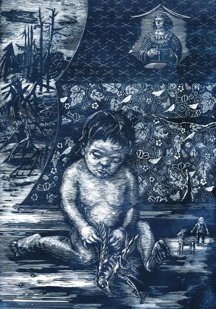 Susann Hoch: "de rerum natura", 2020, Holzschnitt auf Japanpapier 100 x 70 cm, Foto: Marcel Noack